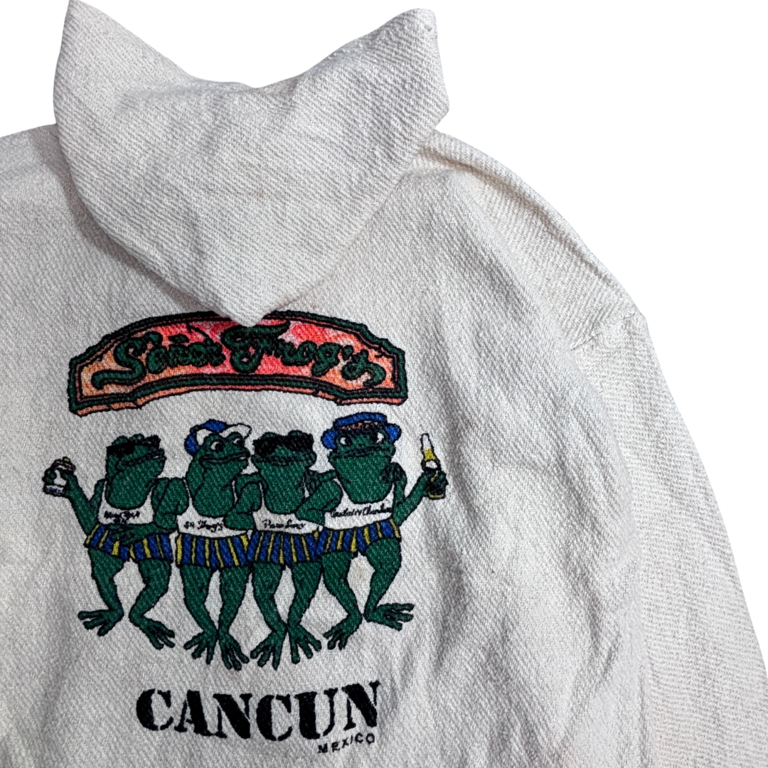 CANCUN メキシカンパーカー メキシコ カンクン フロッグ刺繍 プルオーバー パーカー オフホワイト/3-19