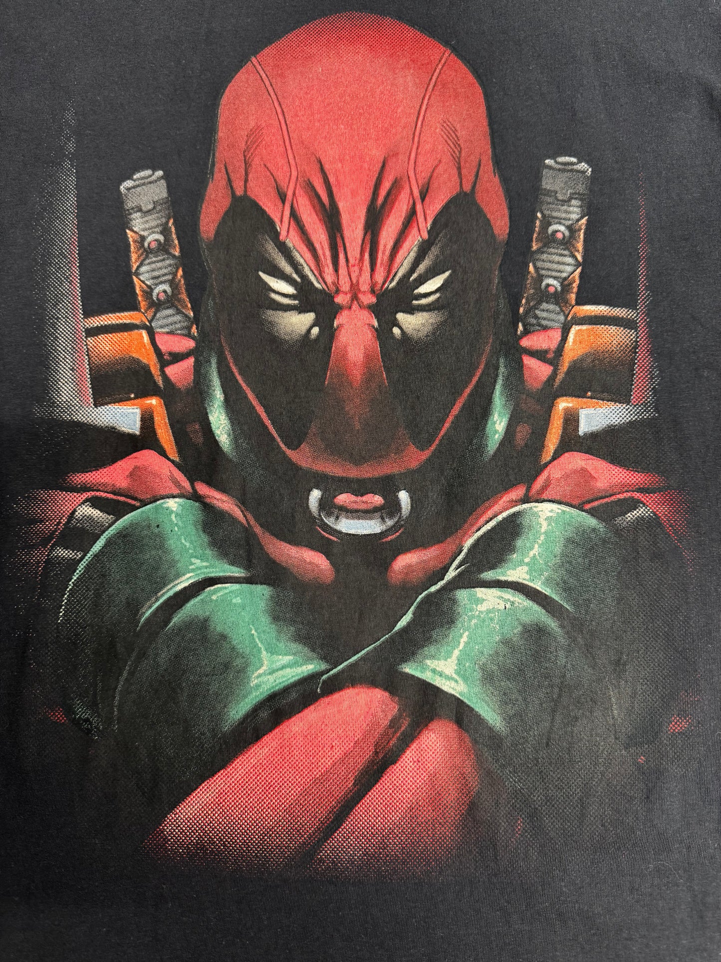 【MARVEL Deadpool プリントTシャツ】デッドプール 黒赤 総柄デザイン MARVEL公式 L /8-60