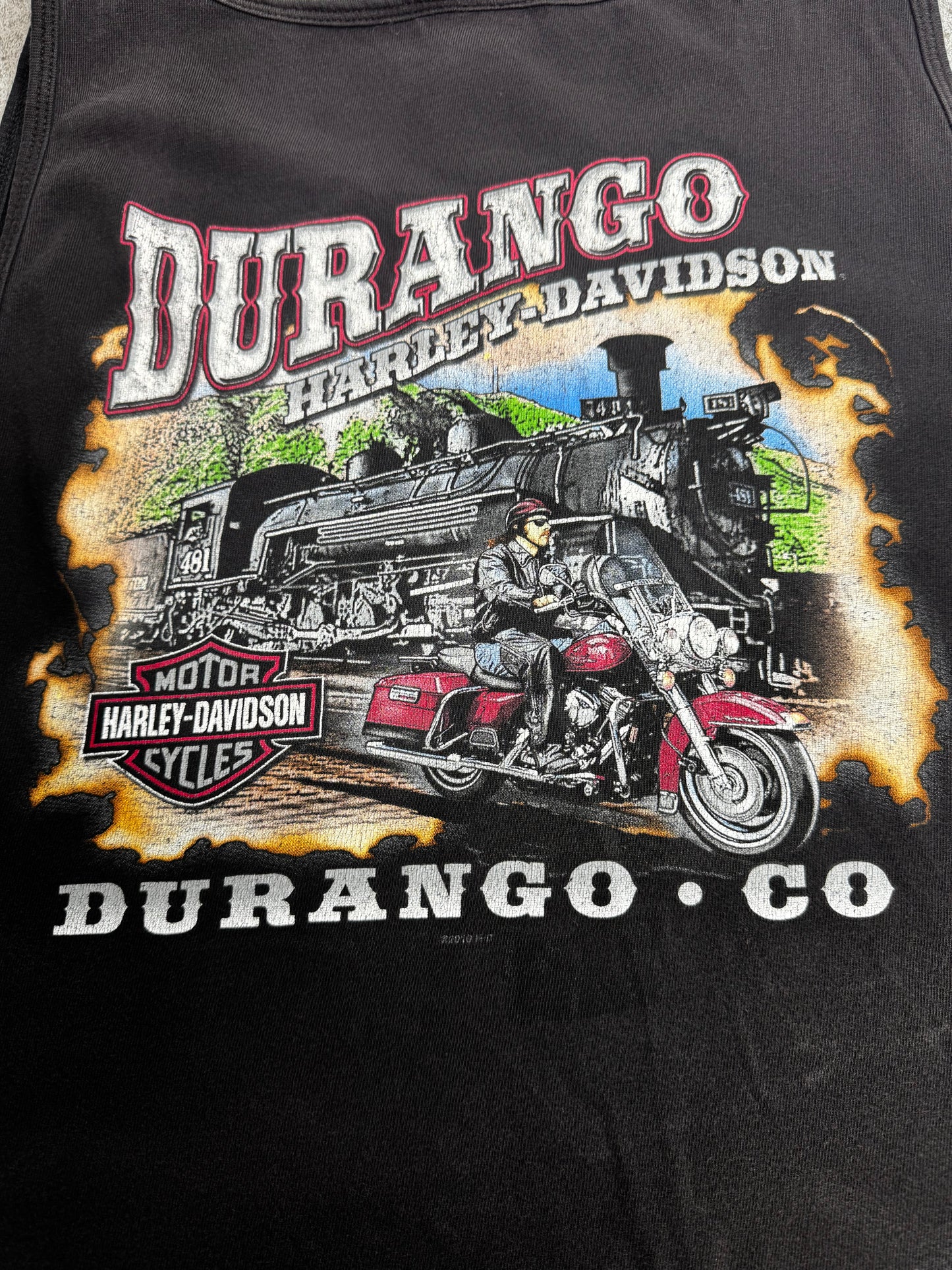 【HARLEY-DAVIDSON DURANGO CO モーターサイクル タンクトップ】両面プリント 2XL ブラック/8-64