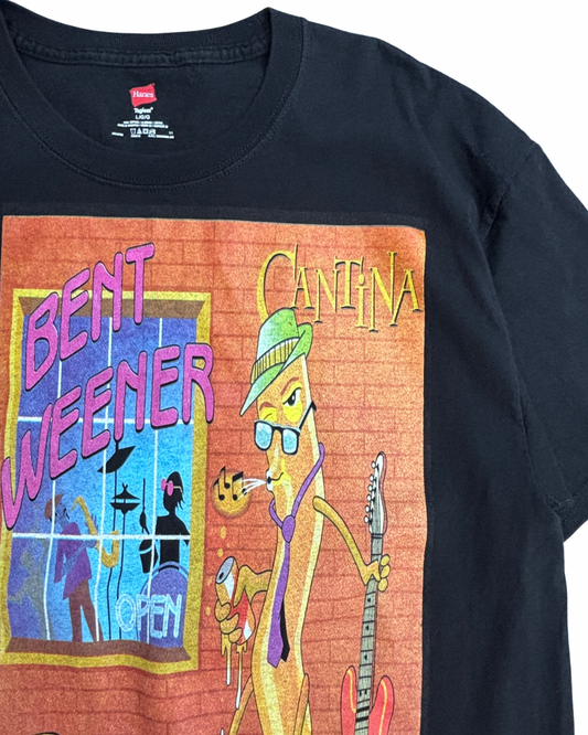 【HANES BENT WEENER CANTINA カートゥーン Tシャツ 半袖 ブラック】アート プリント 古着 2012年 ヴィンテージ/5-1