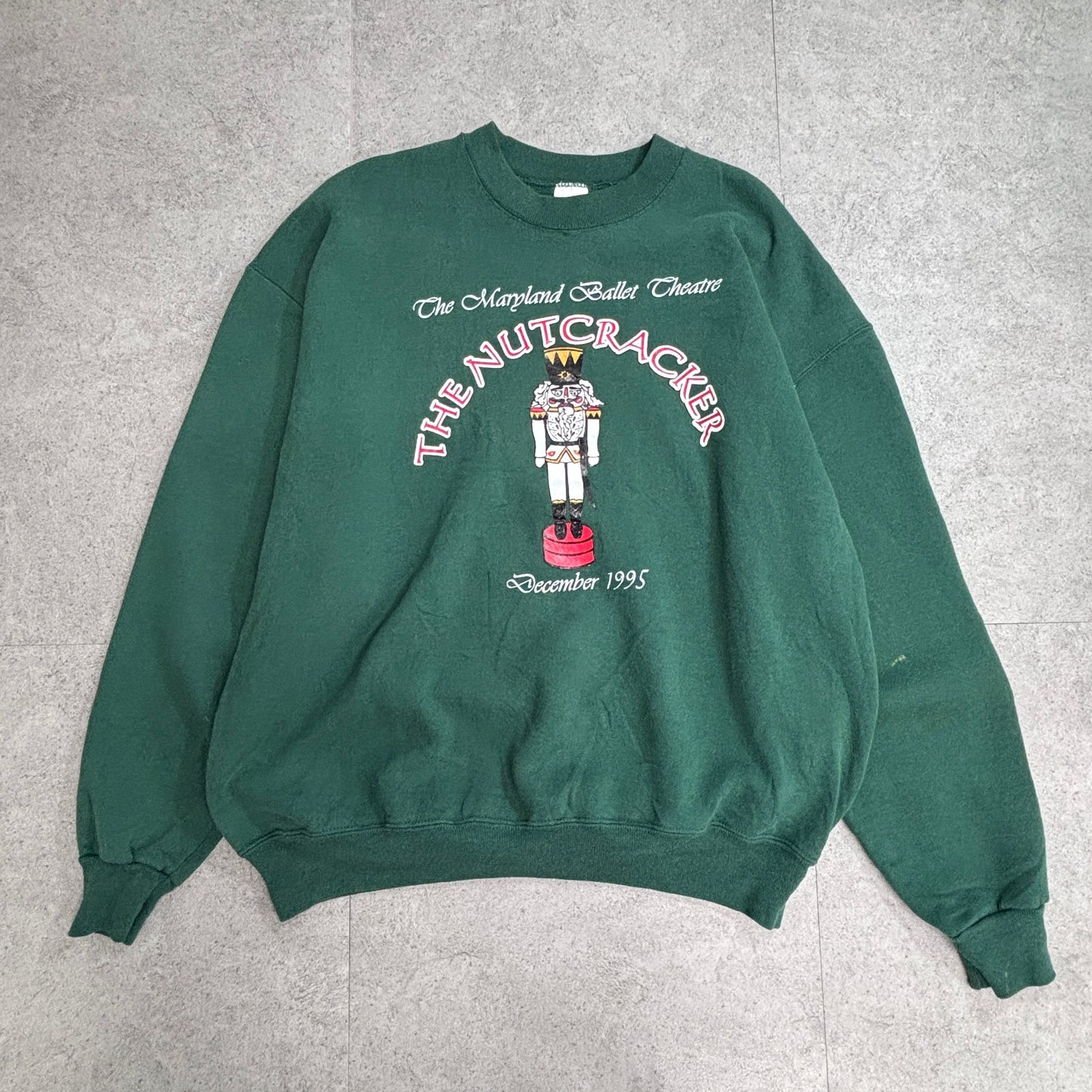 【90s JERZEES SUPER SWEATS THE NUTCRACKER スウェット XLサイズ】USA製 ヴィンテージ メリーランドバレエ シアター 1995年 くるみ割り人形 グリーン/2-104