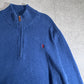 【POLO RALPH LAUREN】ハーフジップ ニット セーター XXL ブルー ワンポイント刺繍 ポロラルフローレン /2-67