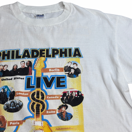 【LIVE 8 2005 Philadelphia プリントTシャツ】The Long Walk To Justice Anvilボディ USA生地 ホンジュラス製 音楽イベントTシャツ 古着/8-57