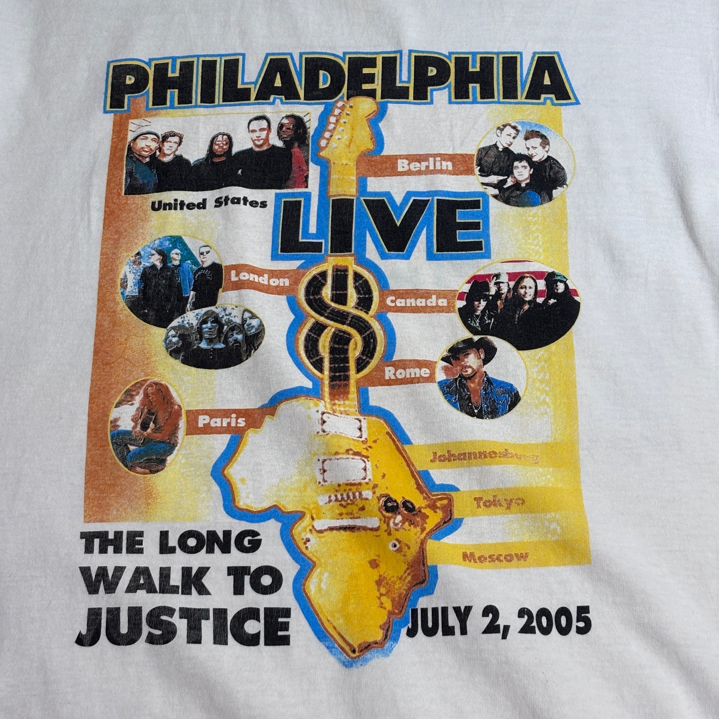 【LIVE 8 2005 Philadelphia プリントTシャツ】The Long Walk To Justice Anvilボディ USA生地 ホンジュラス製 音楽イベントTシャツ 古着/8-57