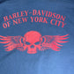 90s Harley-Davidson ロングスリーブTシャツ 3XL NYC スカル×ファイヤーパターン 青 ブルー