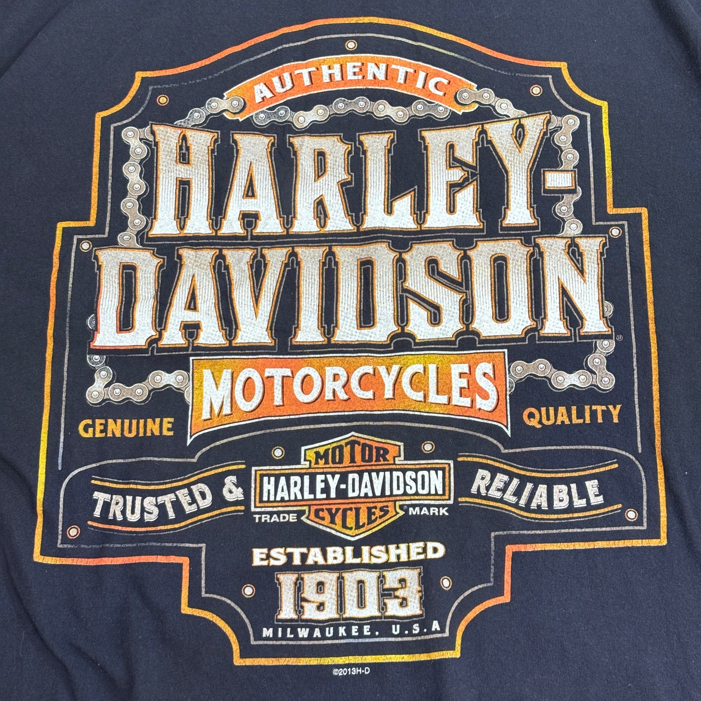 【HARLEY-DAVIDSON Lynchburg Tennessee 両面プリントTシャツ】2013年 XL ブラック USAディーラーTシャツ/8-43
