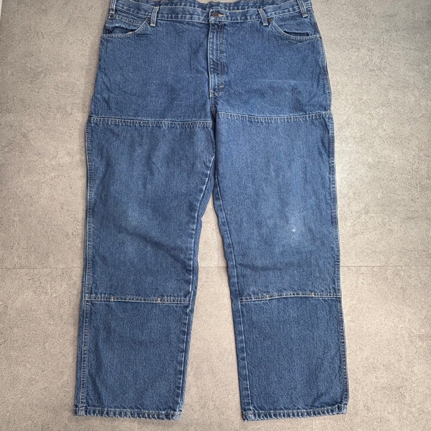 【Dickies ダブルニー デニム ワークパンツ】42×30 ブルー メキシコ製 ペインターパンツ 古着/8-36
