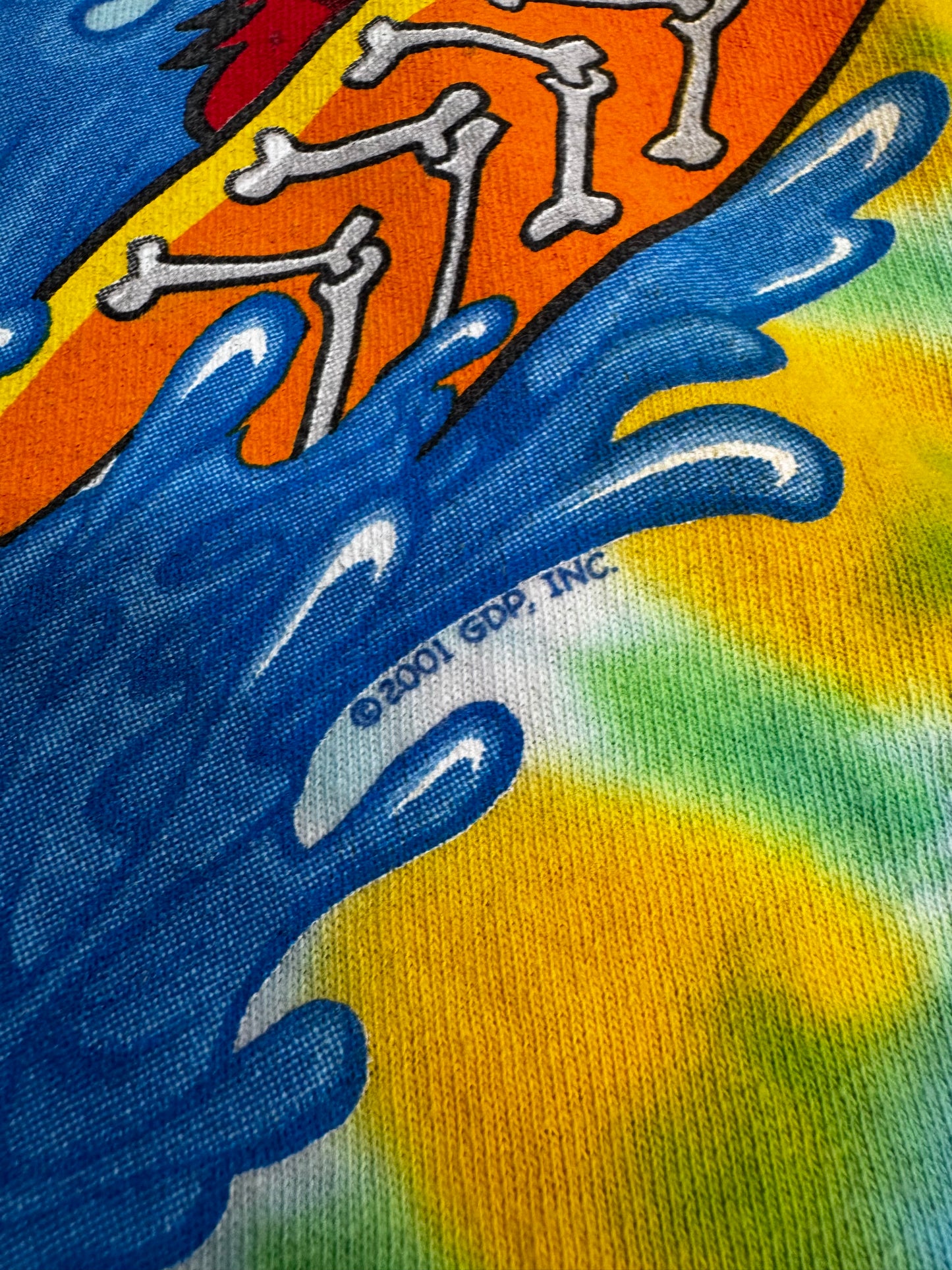 【Grateful Dead SUMMERTIME タイダイ ロングスリーブTシャツ】Liquid Blue ダンシングベア スカル サーフ 両面プリント 2000s 古着/8-67