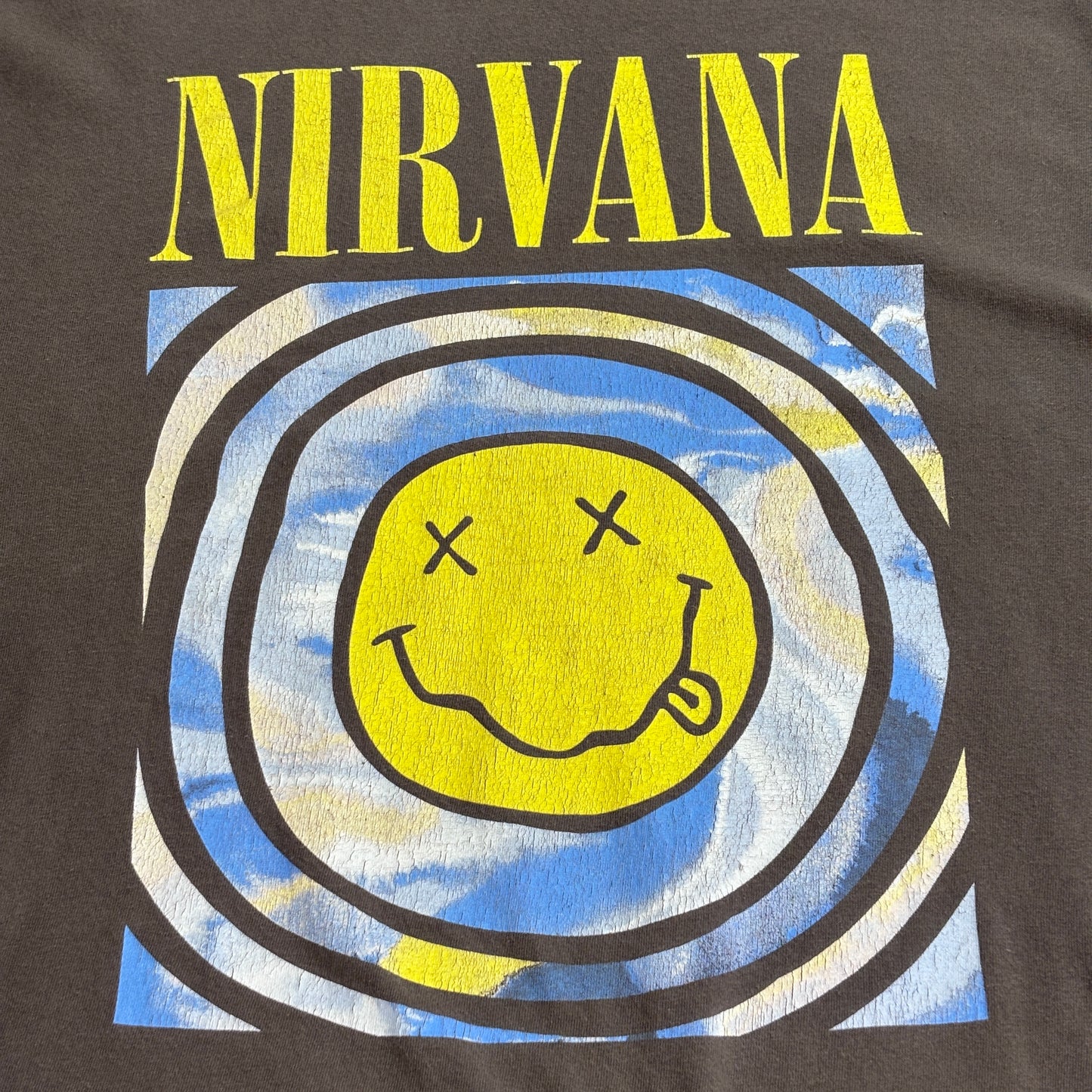 【NIRVANA】スマイルロゴ プリントTシャツ ブラック Lサイズ/7-95