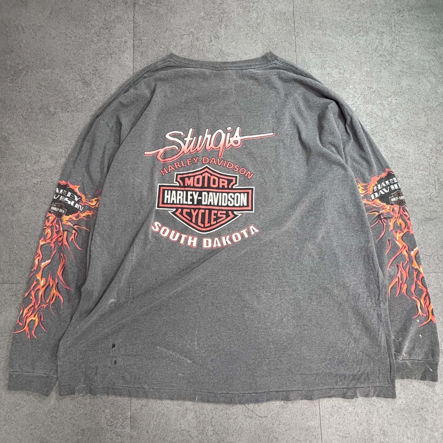 【Harley-Davidson 2004 Sturgis ロングスリーブTシャツ】ブラックヒルズラリー 両面 袖プリント USA製 3X 古着/8-14