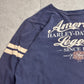 【HARLEY-DAVIDSON “American Legend” ロングスリーブTシャツ】FORT WORTH TEXAS ネイビー 両面・袖プリント 2014/8-46