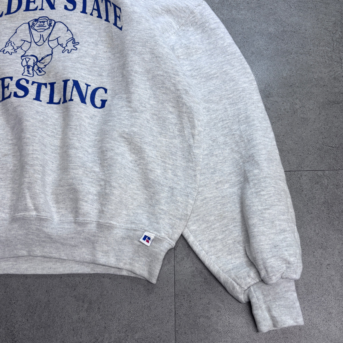 【90s Russell Athletic GOLDEN STATE WRESTLING スウェット】USA製 XL ラッセルアスレチック レスリング プリント 古着/9-7