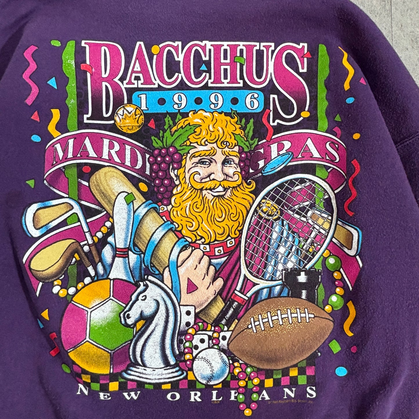 Hanes スウェット / パープル / 1996年 BACCHUS MARDI GRAS / 両面プリント / New Orleans/2-7