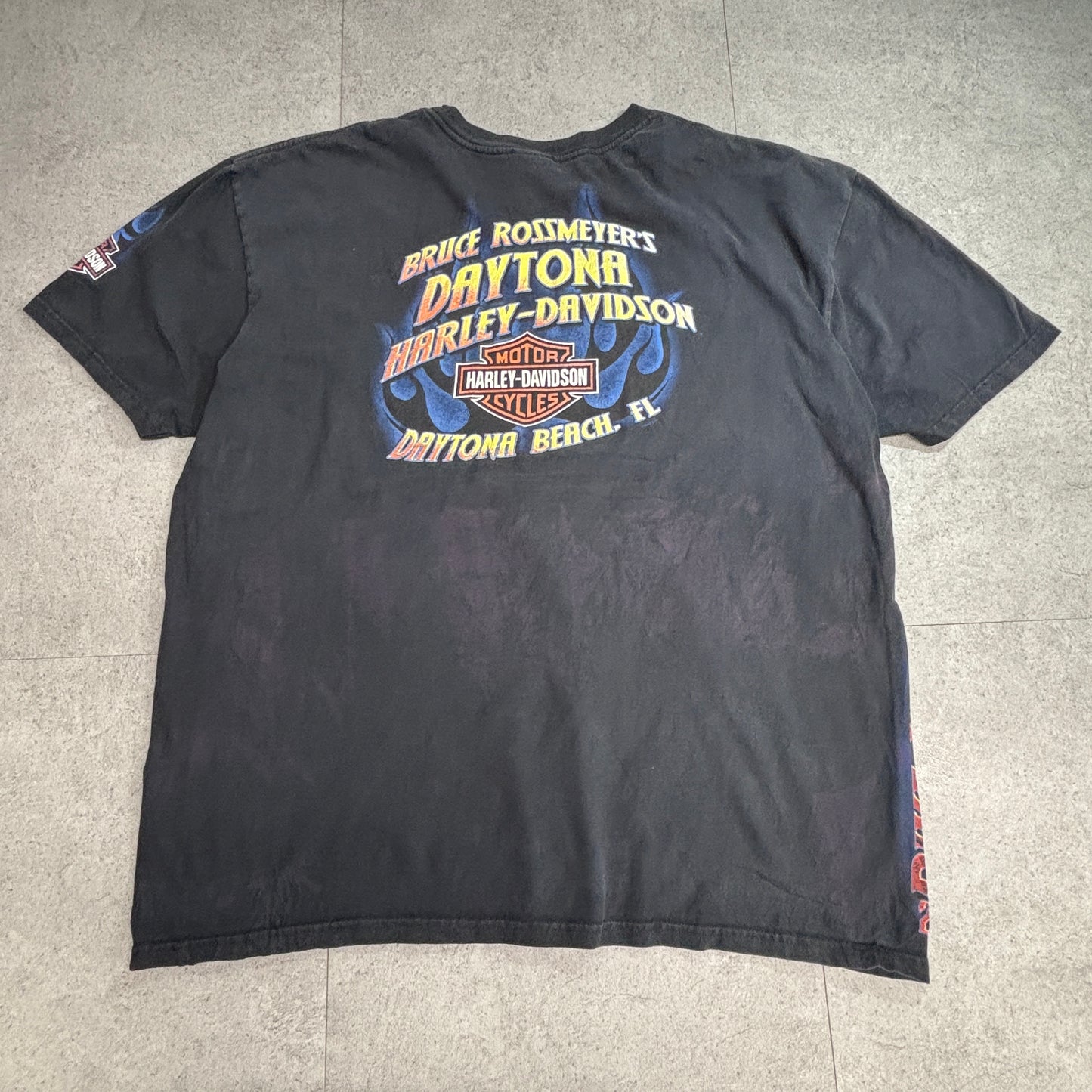 【Harley-Davidson Daytona Bike Week 2009 プリントTシャツ】Daytona Beach FL スカル 両面 袖プリント 古着/8-16