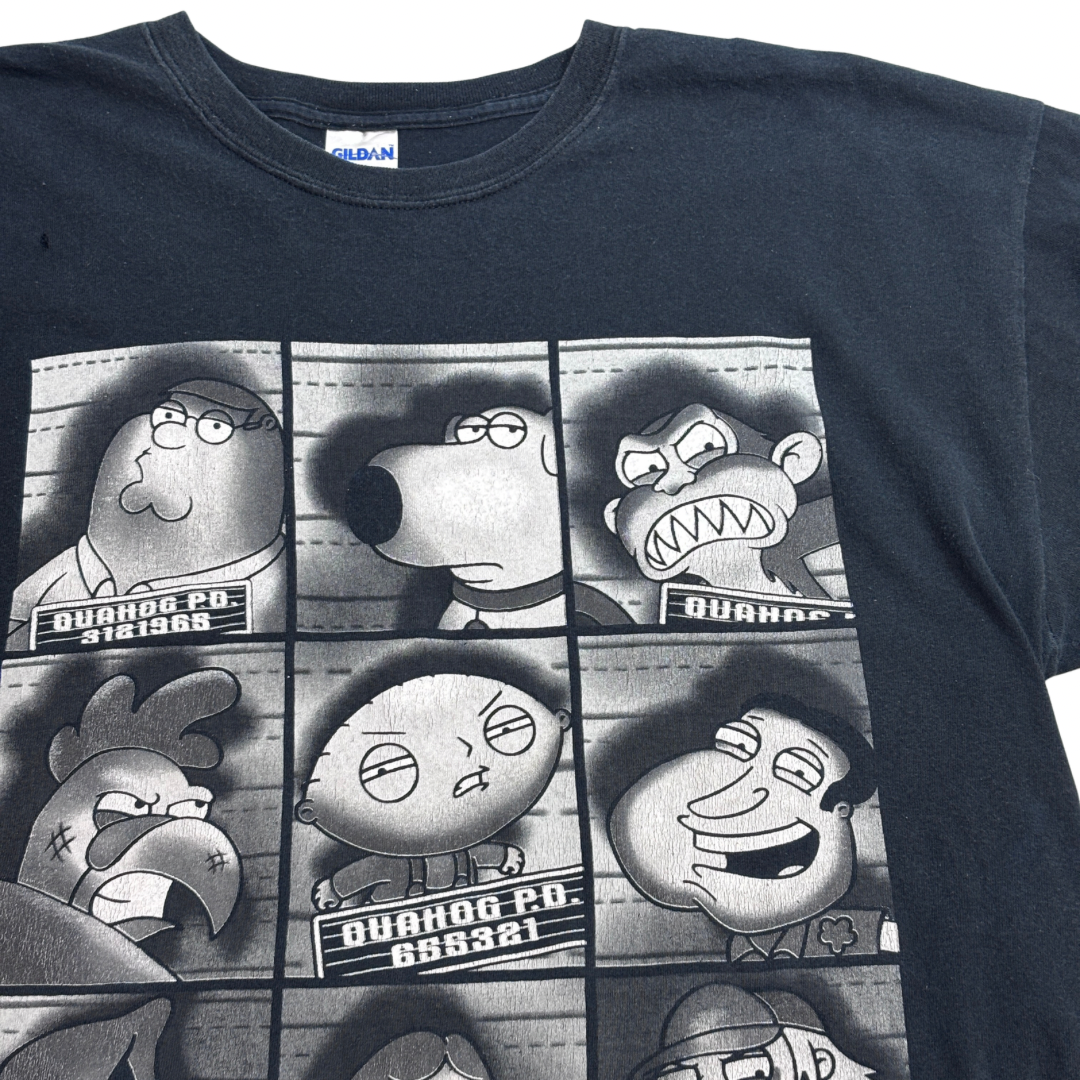 【Family Guy マグショット風 プリントTシャツ】ファミリー・ガイ キャラクターTシャツ GILDAN Heavy Cotton XL 古着/8-2