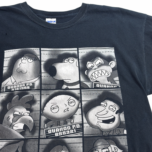 【Family Guy マグショット風 プリントTシャツ】ファミリー・ガイ キャラクターTシャツ GILDAN Heavy Cotton XL 古着/8-2