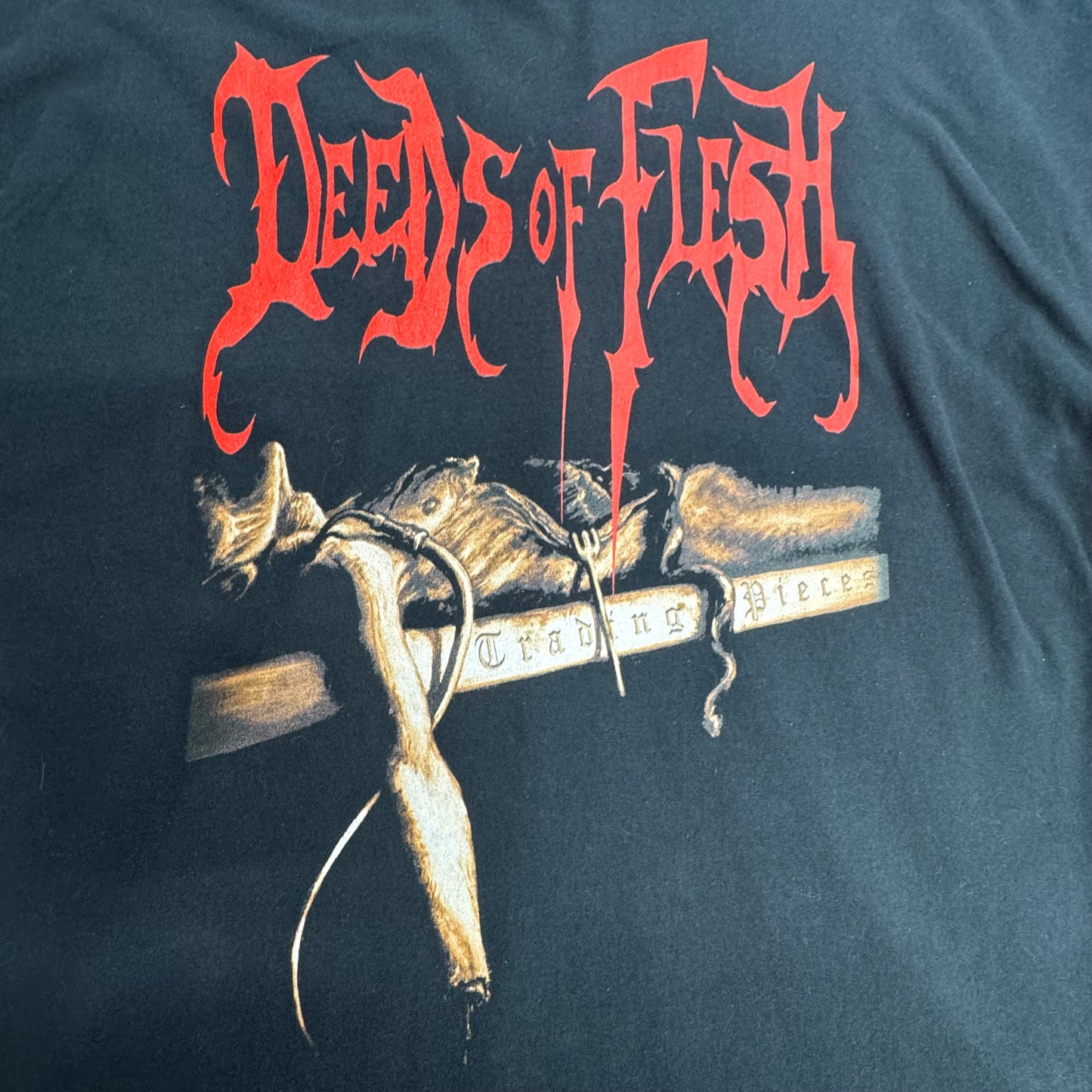 【Deeds of Flesh / Trading Pieces プリントTシャツ】デスメタルT / バンドT / ブラック / GILDAN HEAVY COTTON / 2XL/6-13