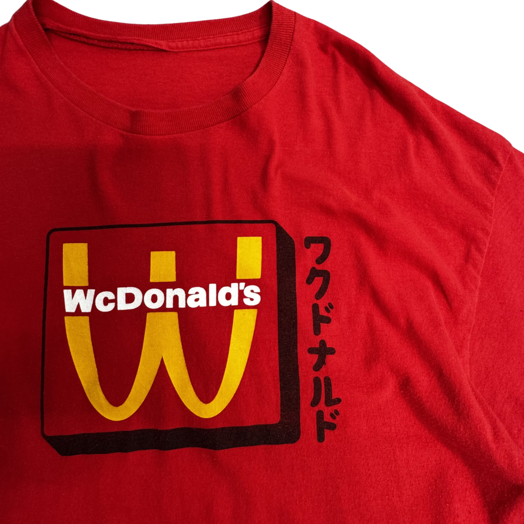 WcDonald’s クルー バックプリント パロディTシャツ レッド /7-59