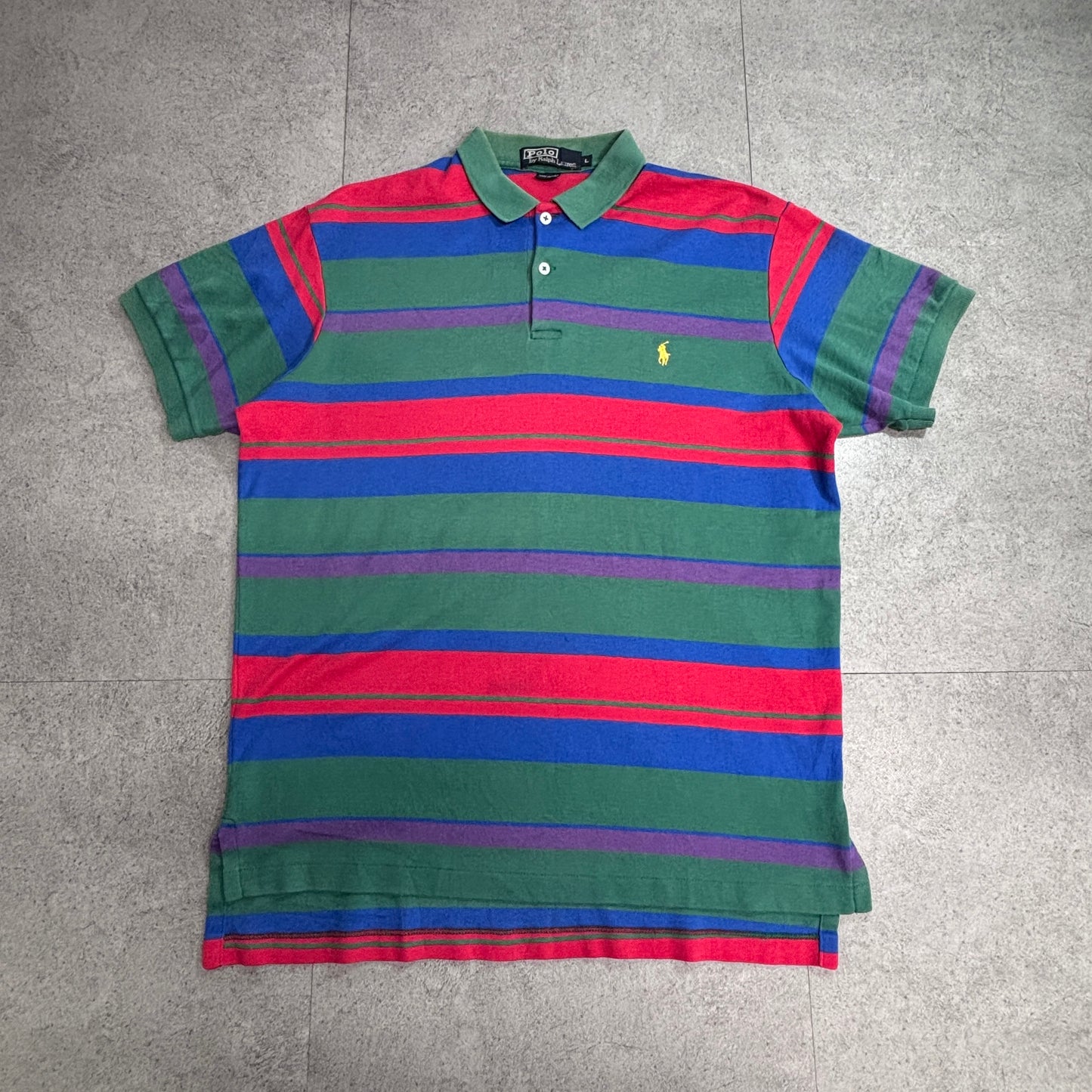 【90s Polo by Ralph Lauren ボーダーポロシャツ USA製 マルチカラー】8-22
