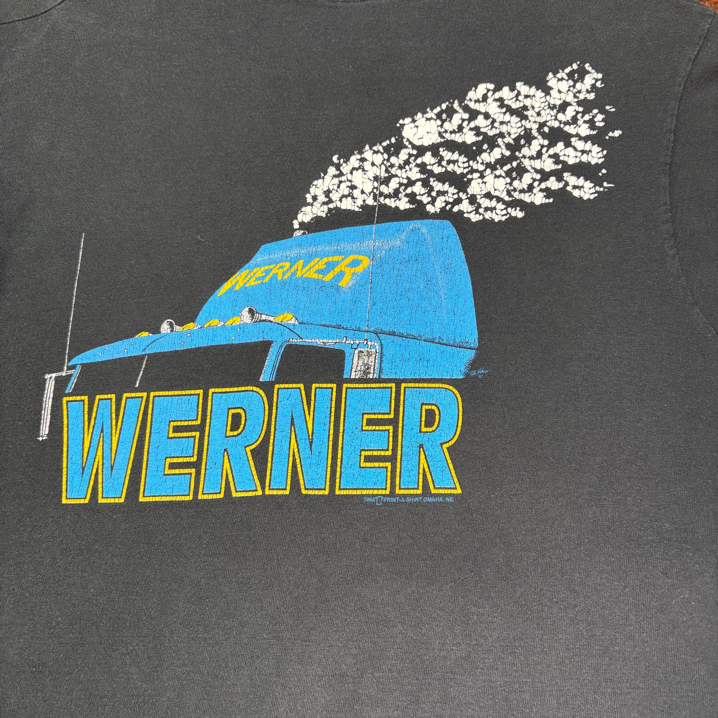 90s USA製 WERNER トラック Tシャツ ブラック / アドバタイジングTEE
