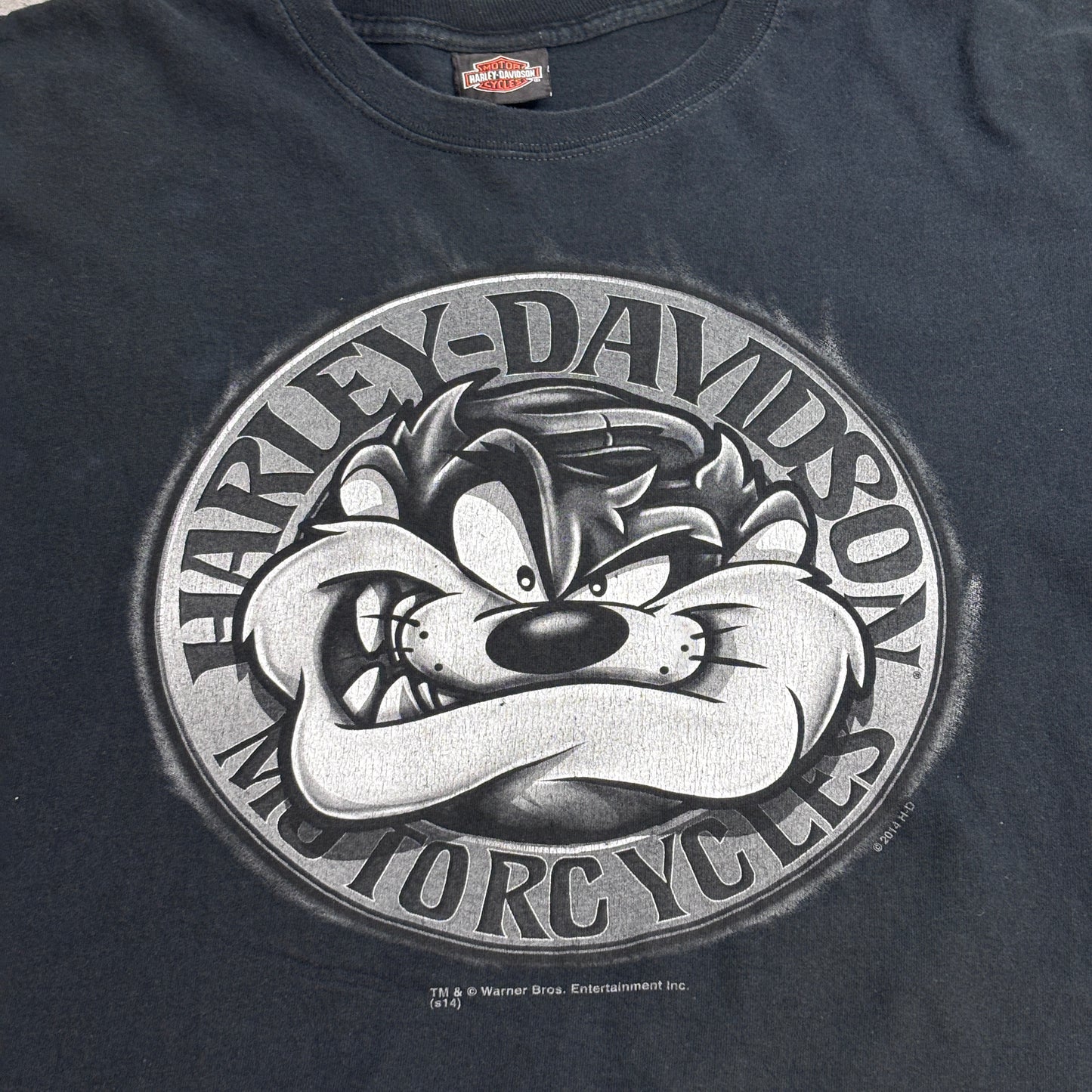 【Harley-Davidson × LOONEY TUNES Tシャツ】2014 ハーレーダビッドソン × ルーニー・テューンズ タズマニアンデビル 両面プリント 半袖Tシャツ/8-19