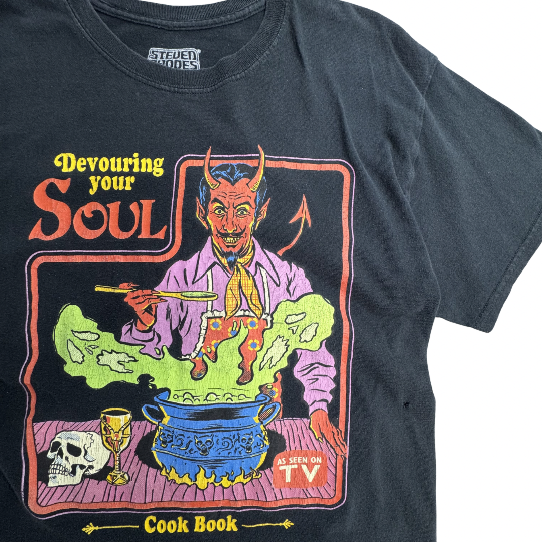 Steven Rhodes Devouring Your Soul Cook Book 悪魔 ホラーTシャツ ブラック L 古着/7-57