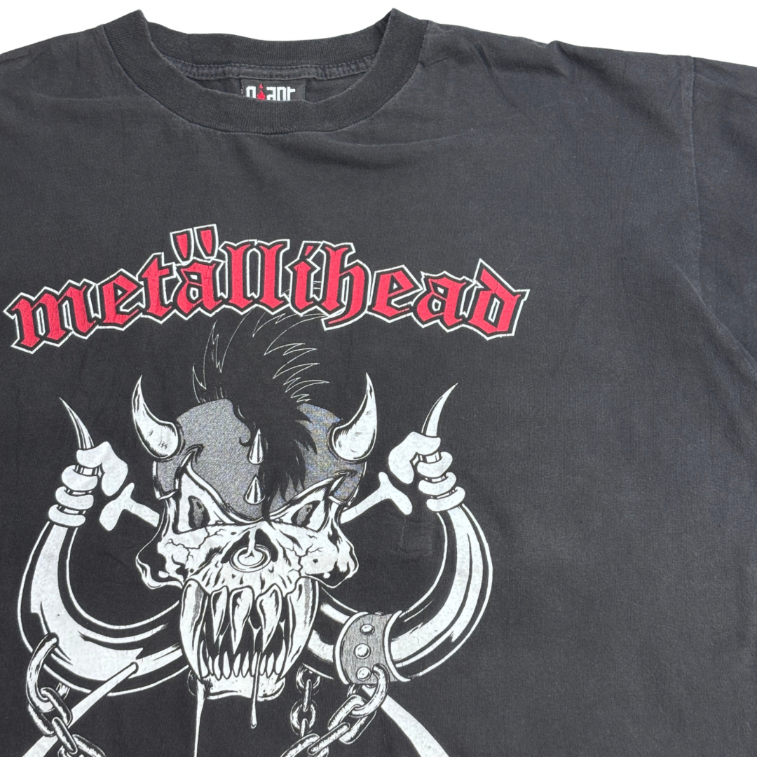 【Metallica MetClub 1999 “metälhead Living to Win” 両面プリントTシャツ】giantボディ ファンクラブ限定 90s ブラック バンドT 古着/8-13