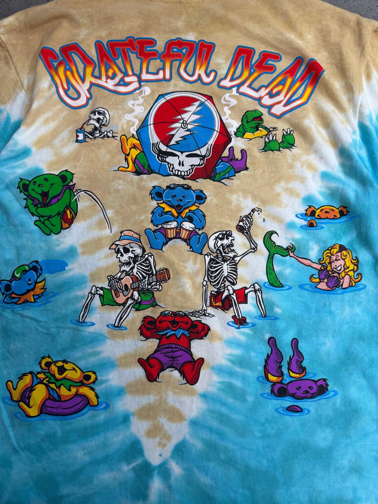 【Grateful Dead LIQUID BLUE JAM BAKE タイダイTシャツ】両面プリント ベージュ×ターコイズ Mサイズ/8-66