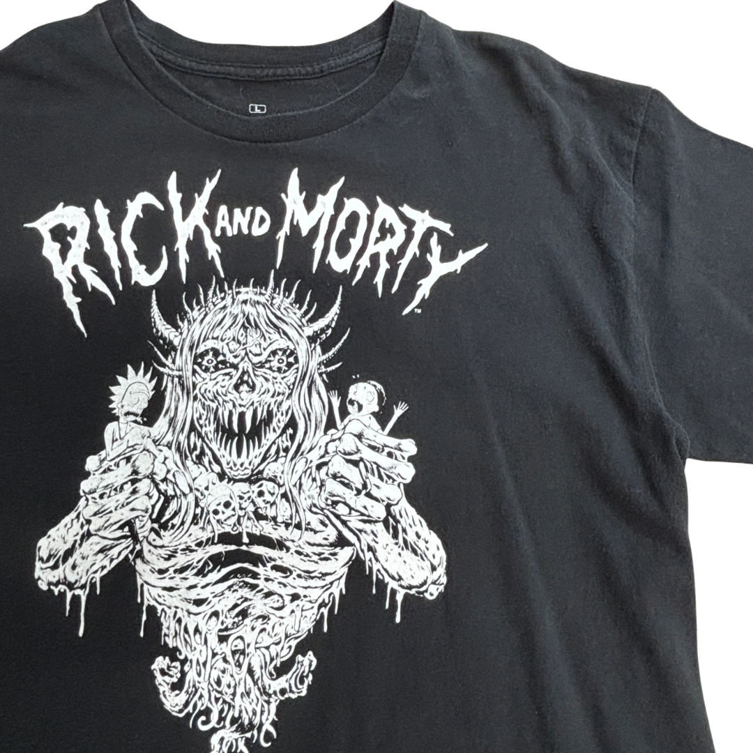 【Rick and Morty（リック・アンド・モーティ） ホラーグラフィック プリントTシャツ】ブラック L/7-25