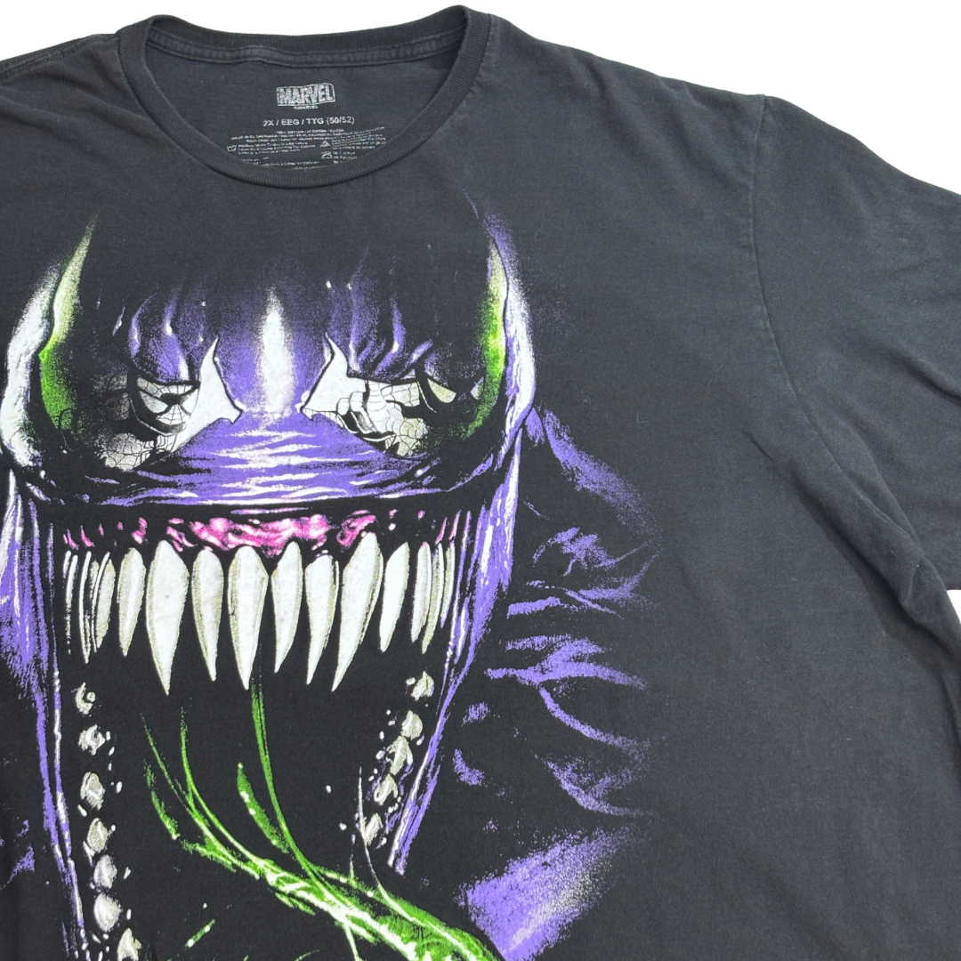 【MARVEL VENOM ビッグフェイス オフィシャル プリントTシャツ 2XL】7-110