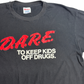 【90s D.A.R.E. “TO KEEP KIDS OFF DRUGS.” Tシャツ】Hanes XL ブラック USAファブリック アンチドラッグ 古着/8-38
