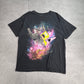 【SpongeBob SquarePants プリントTシャツ】スポンジボブ パトリック 猫 宇宙柄 Nickelodeon ブラック 古着/6-5