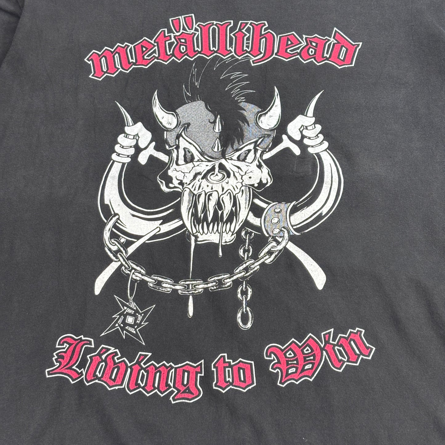 【Metallica MetClub 1999 “metälhead Living to Win” 両面プリントTシャツ】giantボディ ファンクラブ限定 90s ブラック バンドT 古着/8-13