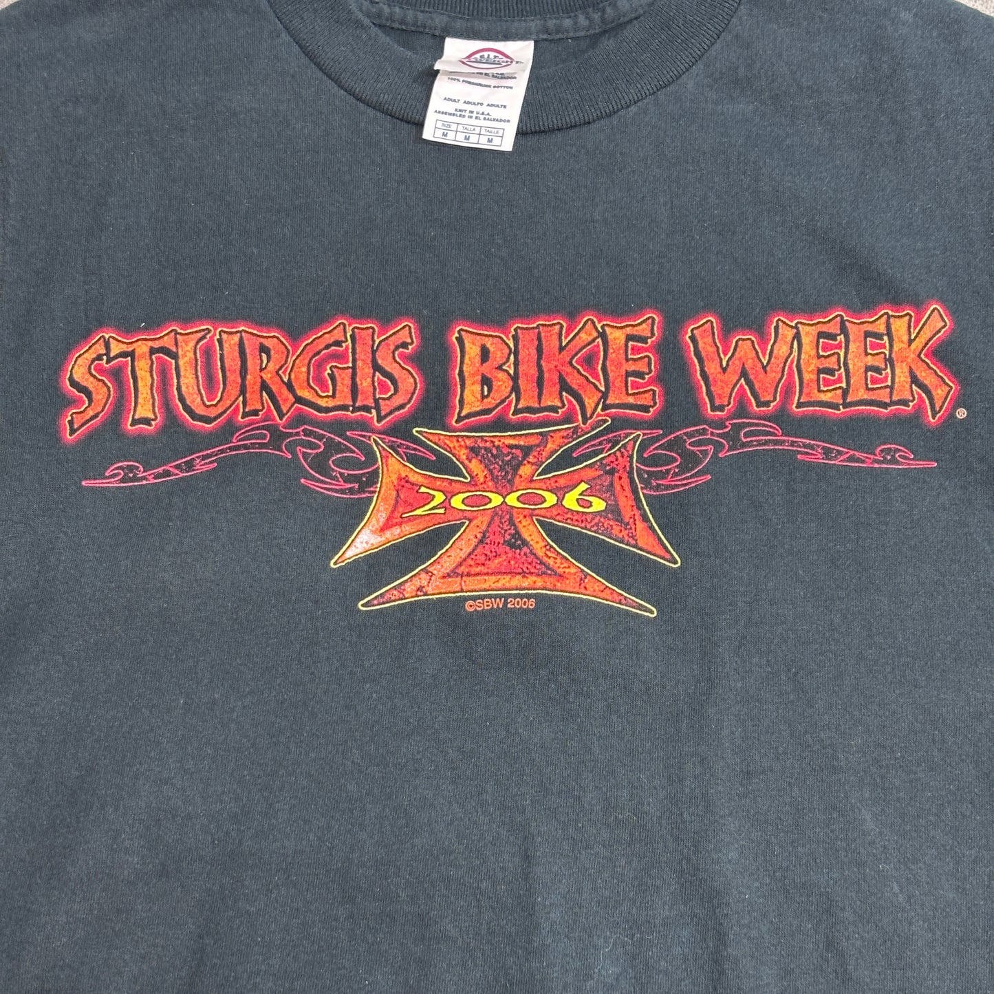 【STURGIS BIKE WEEK 2006 ノースリーブTシャツ】66TH ANNUAL スタージス バイクウィーク 両面プリント M ブラック 古着/8-53
