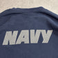 【U.S. NAVY SOFFE USA製 スウェット】ネイビー L 両面プリント ミリタリー アメリカ海軍 古着/9-14