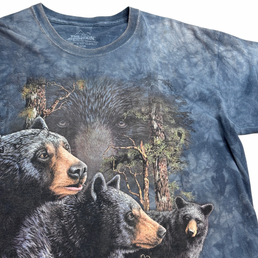 【THE MOUNTAIN “Find 13 Bears” ブラックベア アニマルプリント タイダイTシャツ】サイズL/8-77
