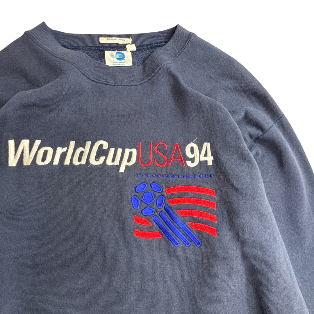 【1994 World Cup USA HIGH 5 SPORTSWEAR 刺繍スウェット】USA製 L ネイビー 古着/9-10