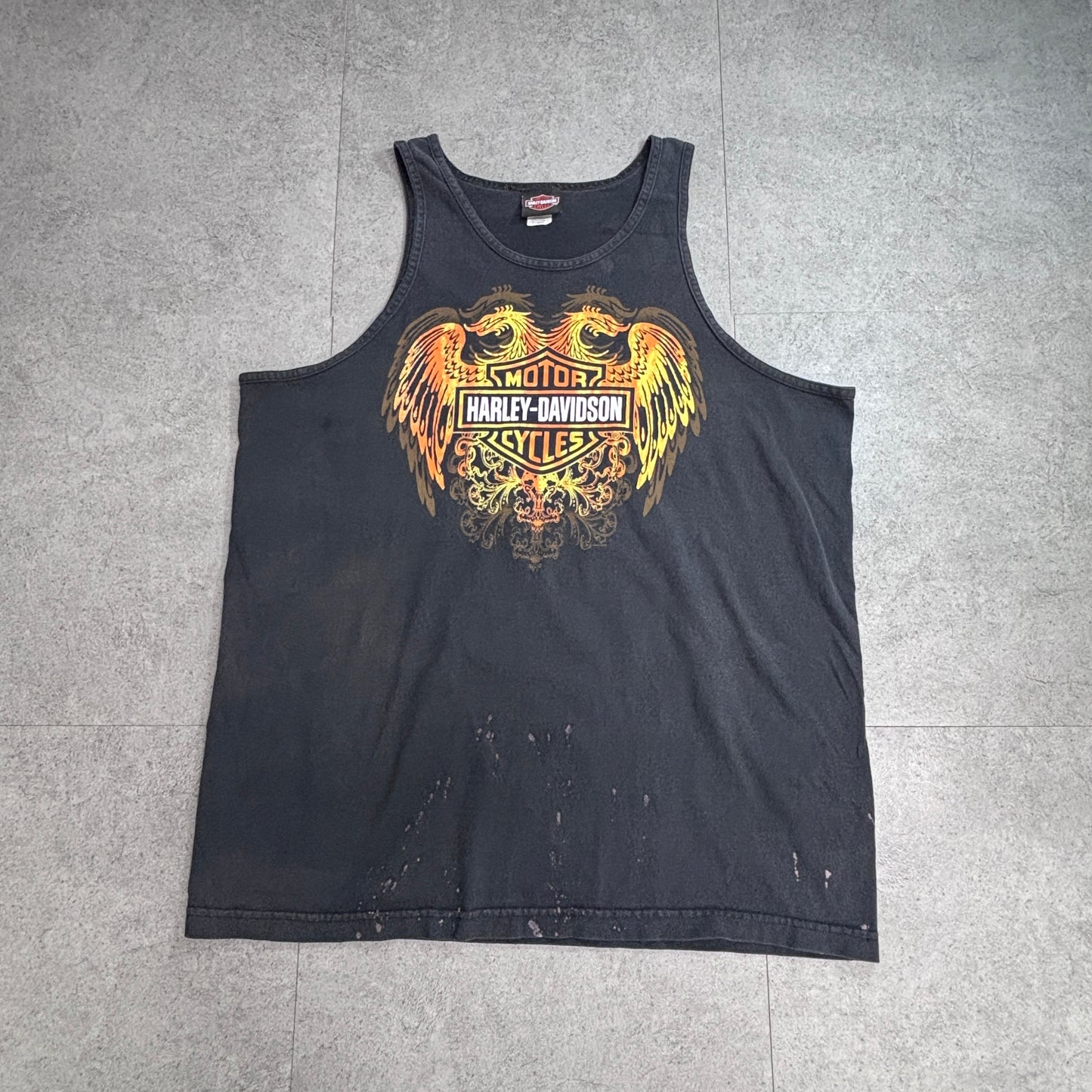 【Harley-Davidson タンクトップ】2008 Harley-Davidson イーグルロゴ 両面プリント タンクトップ/7-91