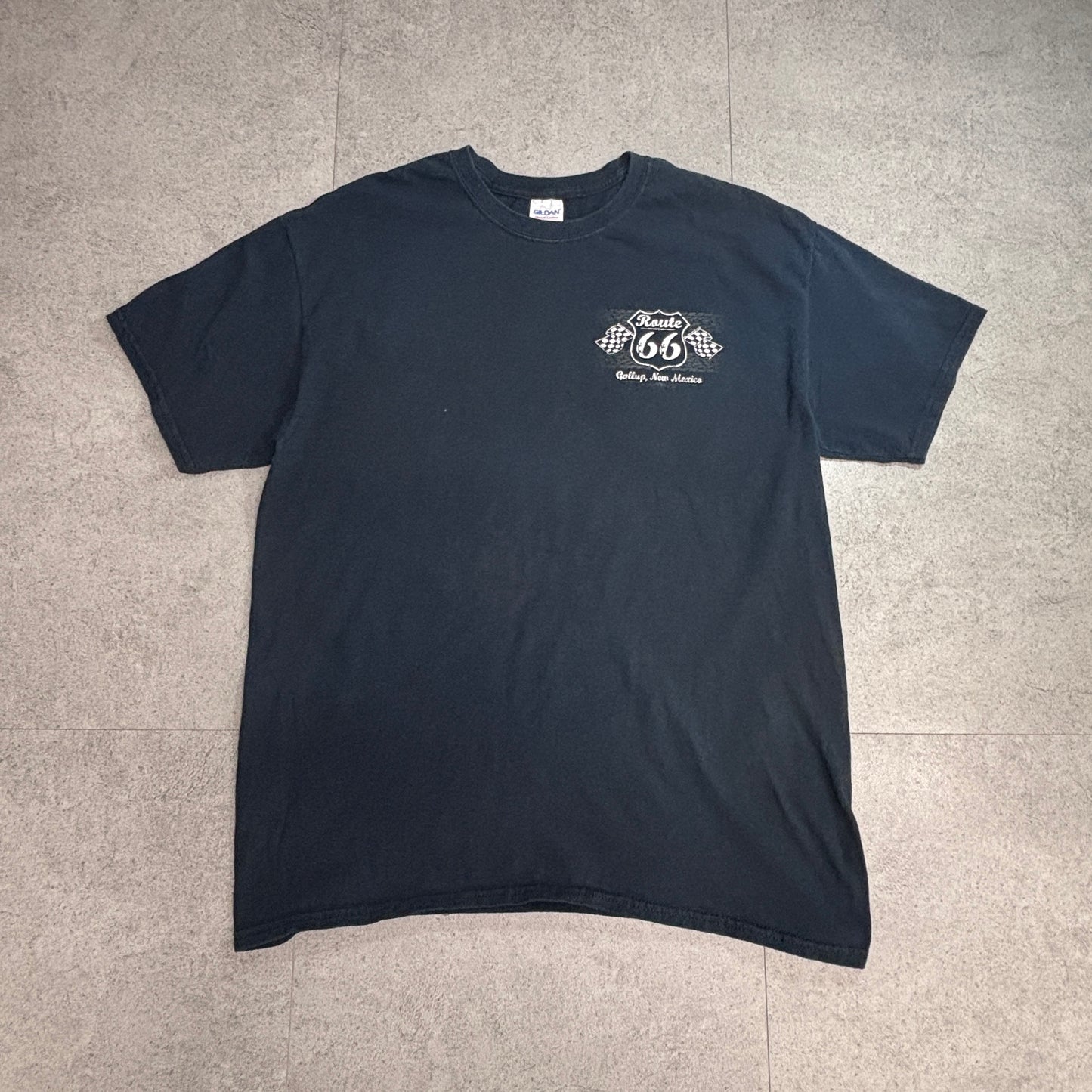 Route 66 ピンナップガール ホットロッド 両面プリントTシャツ ブラック L/7-52