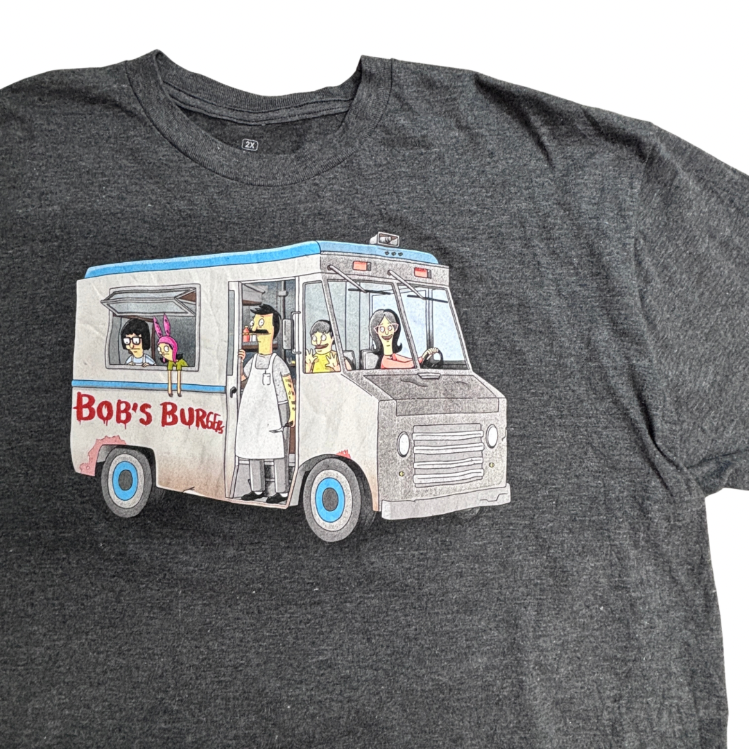 【Bob’s Burgers フードトラック プリントTシャツ】ボブズバーガーズ Ripple Junction グレー アニメT 古着/6-6