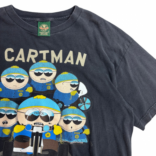 South Park CARTMAN “RESPECT MY AUTHORITY!” 1998 Comedy Central コピーライト Tシャツ XL ブラック フェード ヴィンテージ/4-5