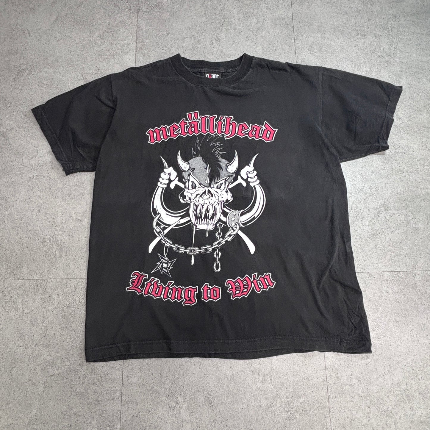 【Metallica MetClub 1999 “metälhead Living to Win” 両面プリントTシャツ】giantボディ ファンクラブ限定 90s ブラック バンドT 古着/8-13