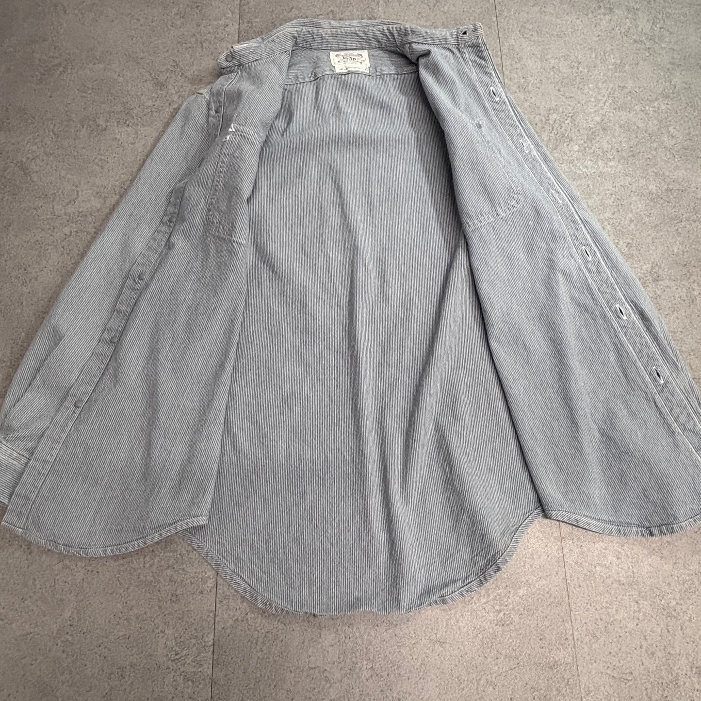 【Polo Ralph Lauren ヒッコリーストライプ ワークシャツ】ポロ ラルフローレン USA製 100%コットン 長袖シャツ 古着/8-8