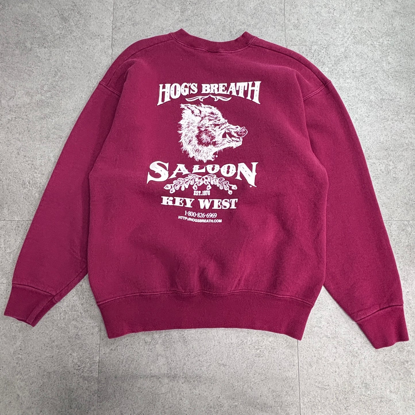 USA製 HOG’S BREATH SALOON スウェット バーガンディ L KEY WEST 豚プリント バックプリント/3-55