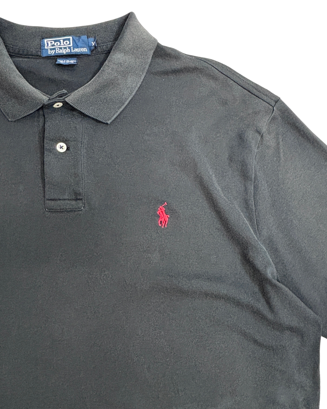 【POLO Ralph Lauren ポロシャツ ブラック XL】ラルフローレン 半袖 ワンポイント 刺繍ロゴ 古着/4-50
