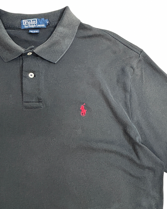 【POLO Ralph Lauren ポロシャツ ブラック XL】ラルフローレン 半袖 ワンポイント 刺繍ロゴ 古着/4-50