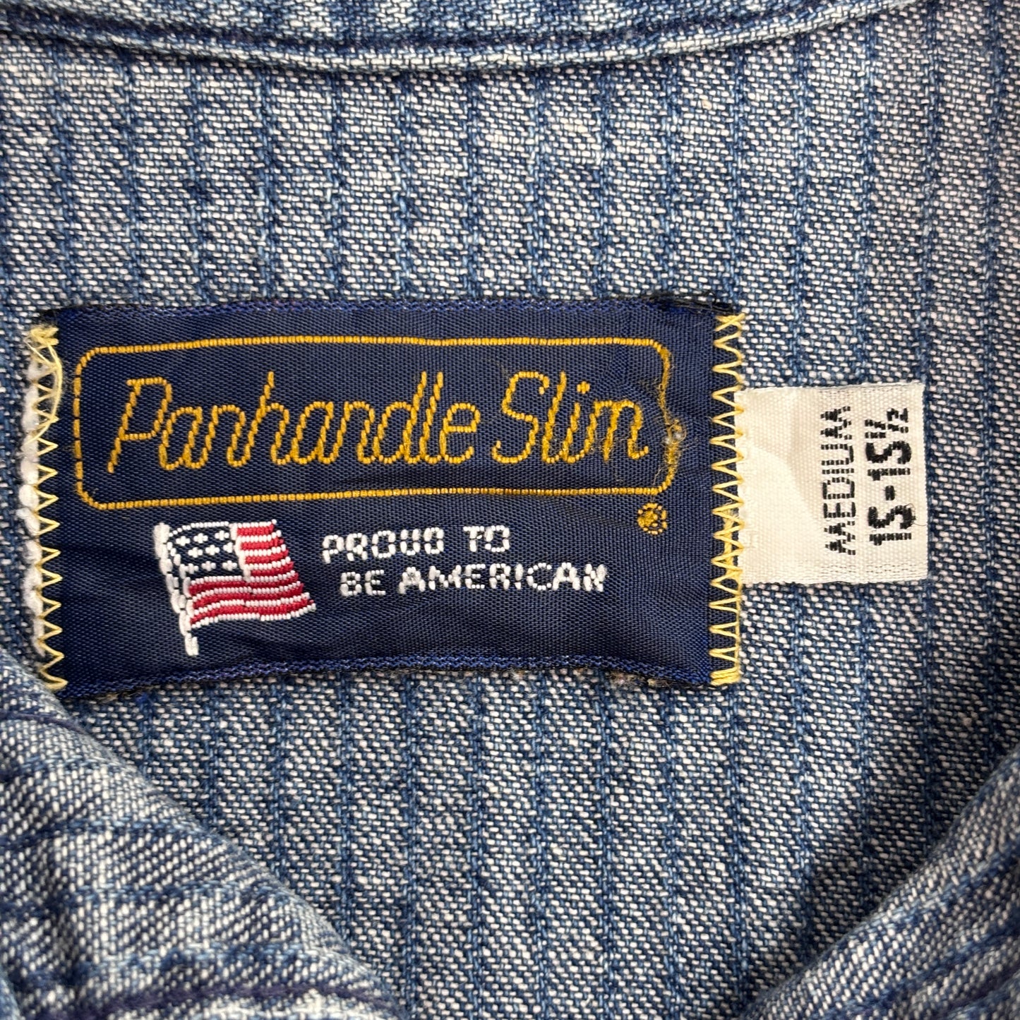 【Panhandle Slim デニムウエスタンシャツ 半袖】ストライプ カットオフ パンハンドルスリム 古着/5-7