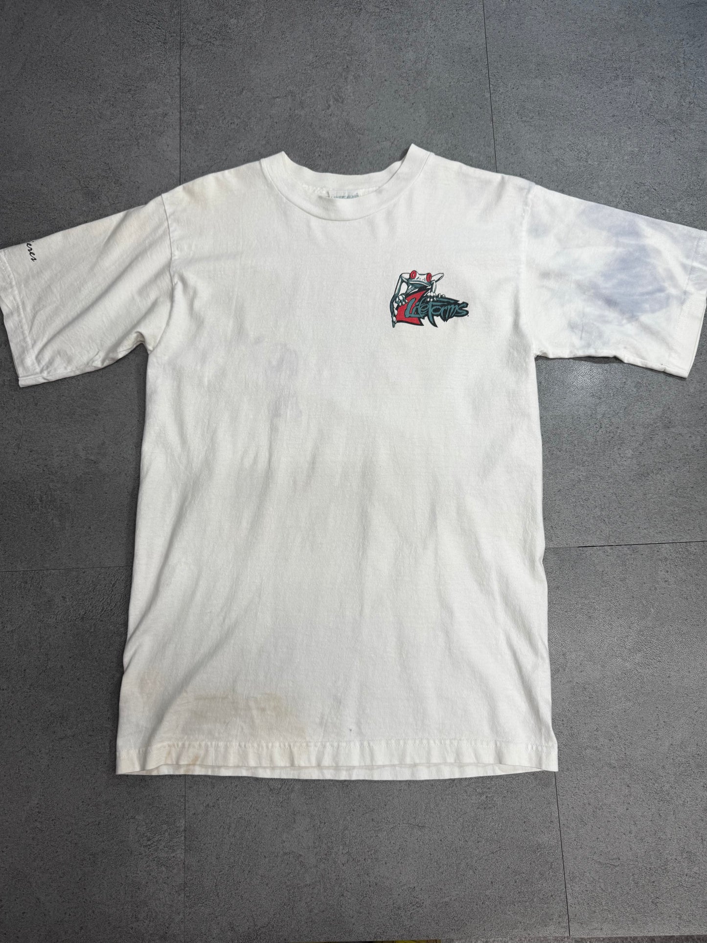 【1996 LIFEforms International “HOP DREAMS” フロッグ バスケットボール プリントTシャツ】90s アートTシャツ ホワイト 古着/8-62