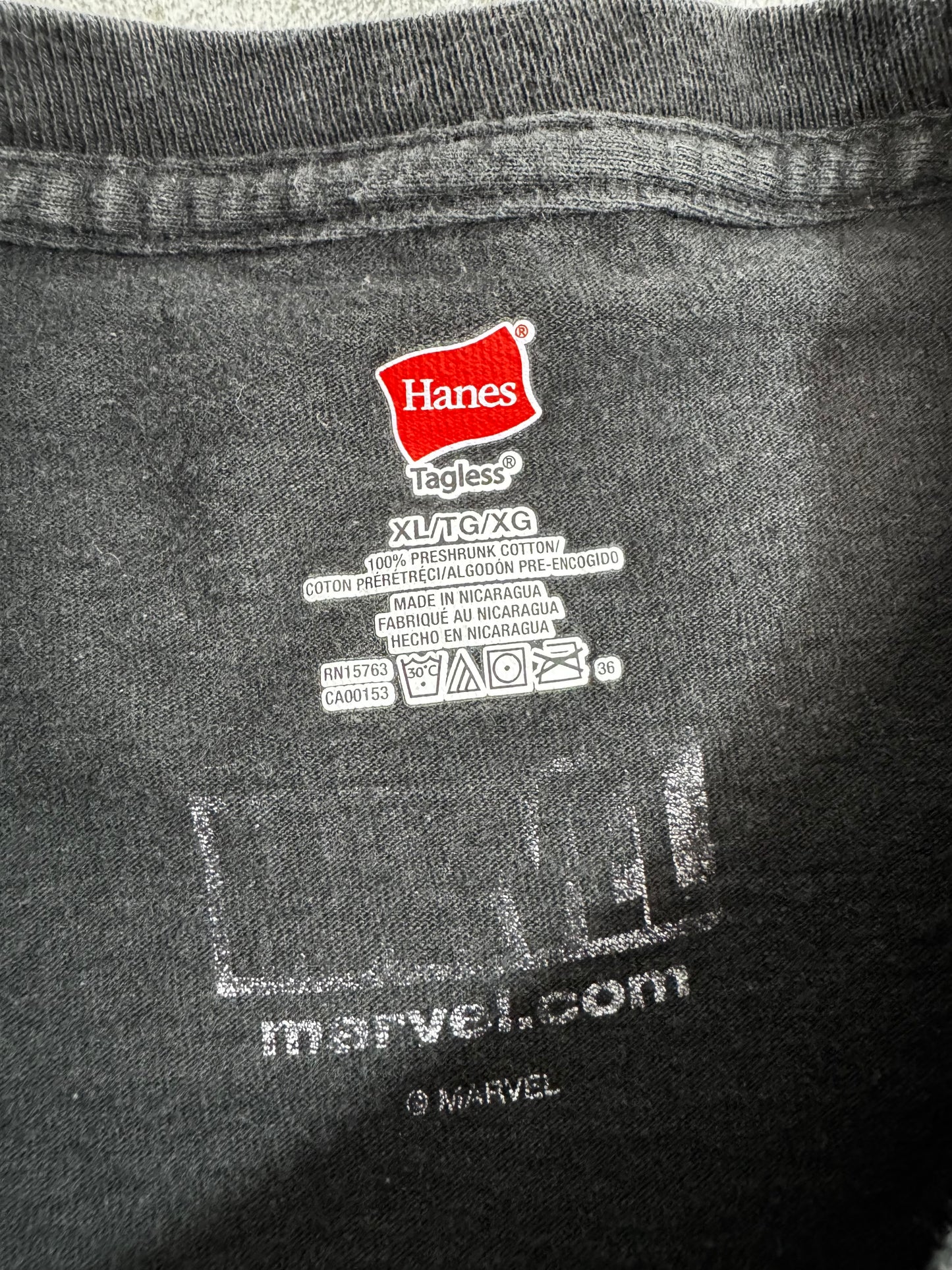 【MARVEL Avengers プリントTシャツ】アベンジャーズ キャラクター集合 Hanes XL ブラック 古着/8-61