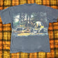 【アウトドア好き必見】キャンプファイヤー フォトTシャツ｜森と焚き火のリアル風景プリント